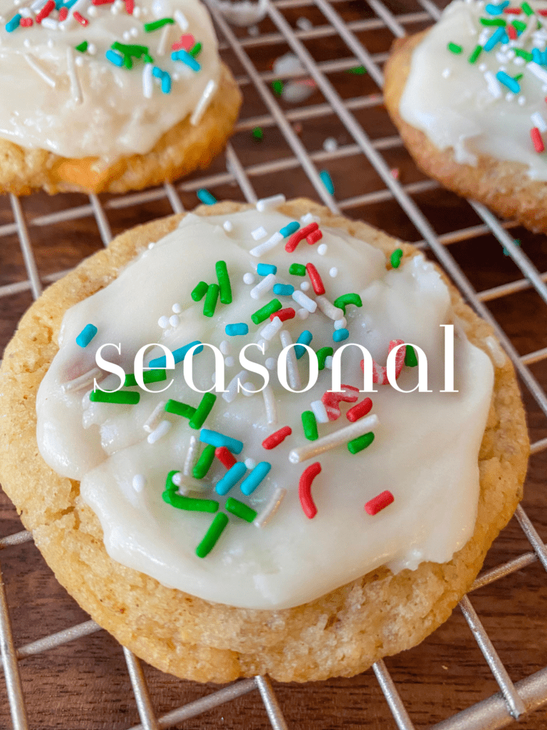 SEASONAL RECIPES COVER IMAGE WITH CHRISTMAS COOKIE BACKGROUND