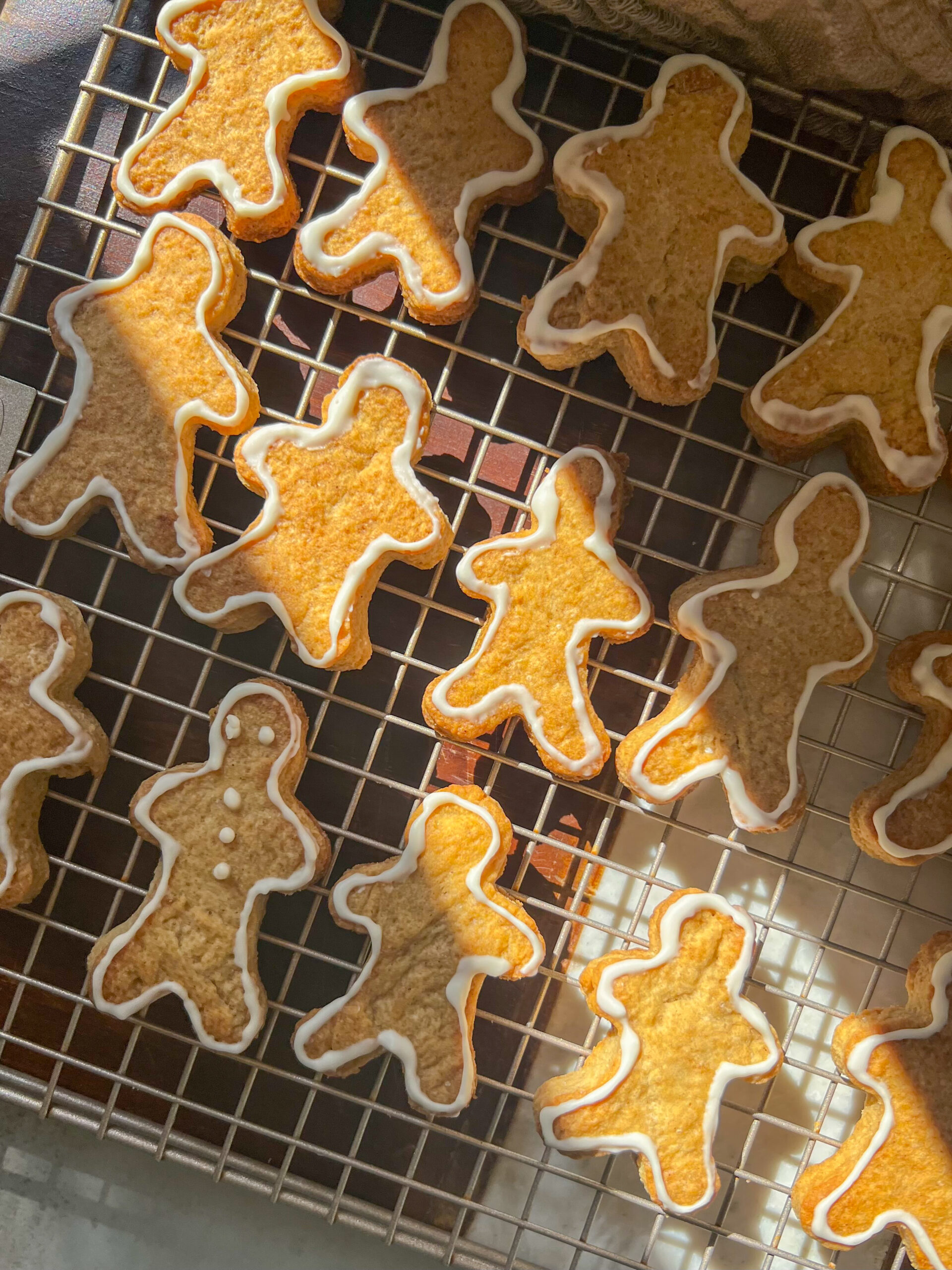 freshly baked and decorated gingerbread cookies