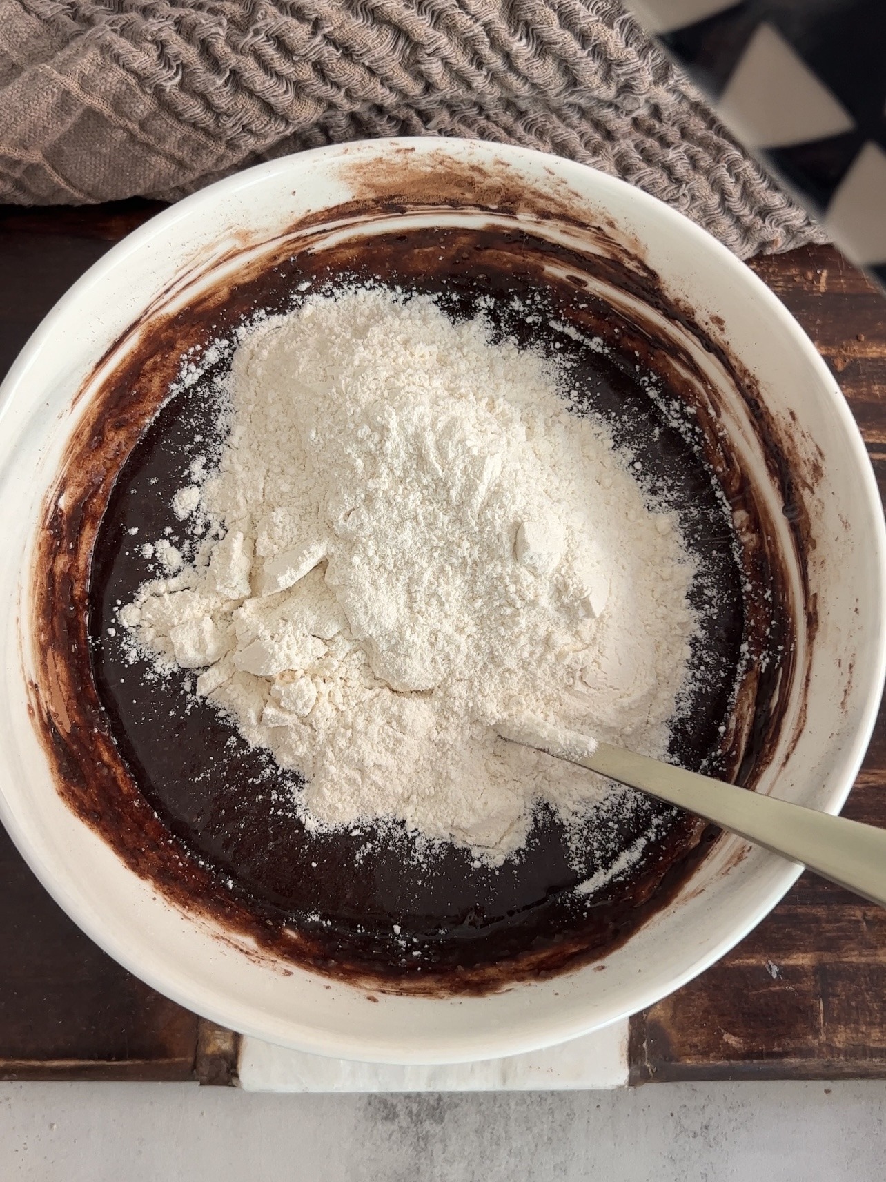 inside out cookies - adding the flour to the batter