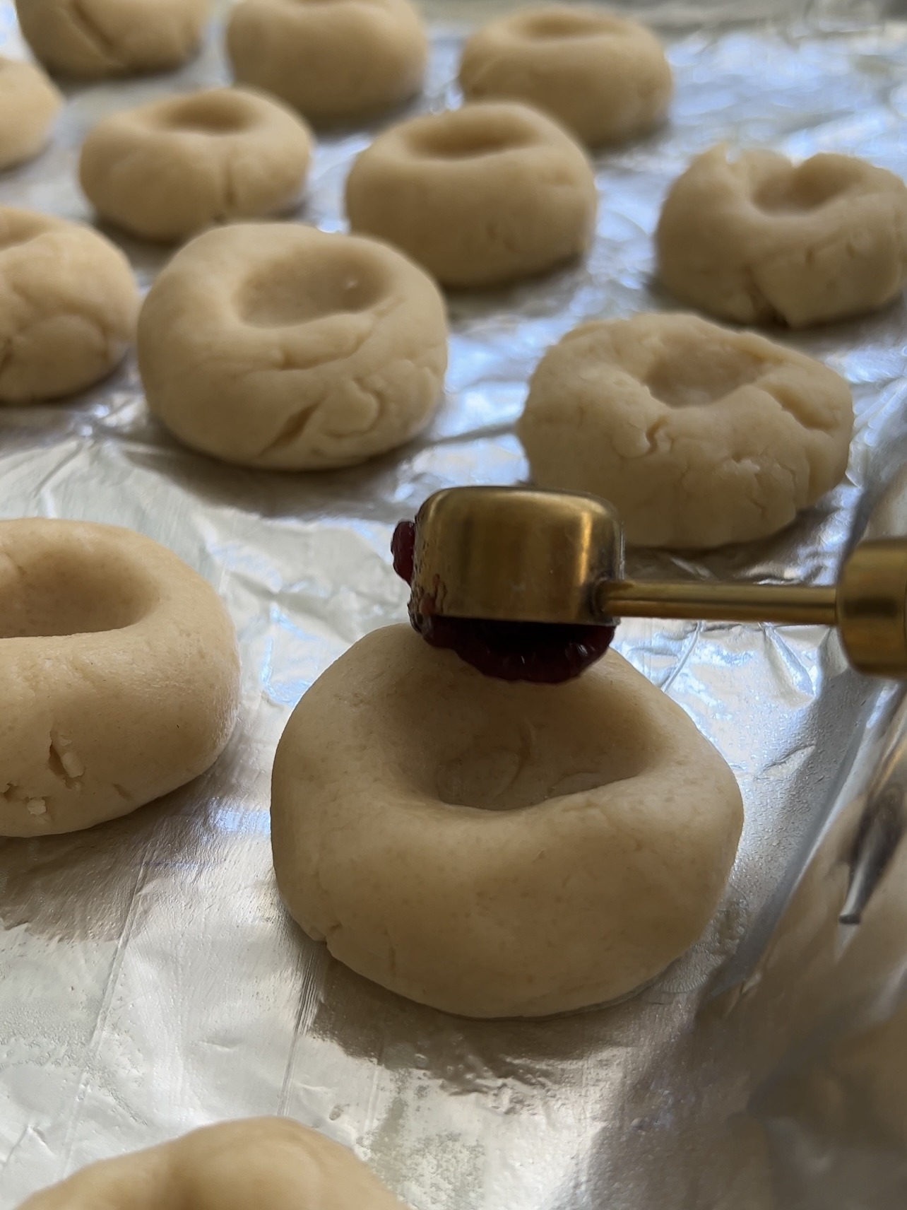 thumbprint cookies - adding the jam