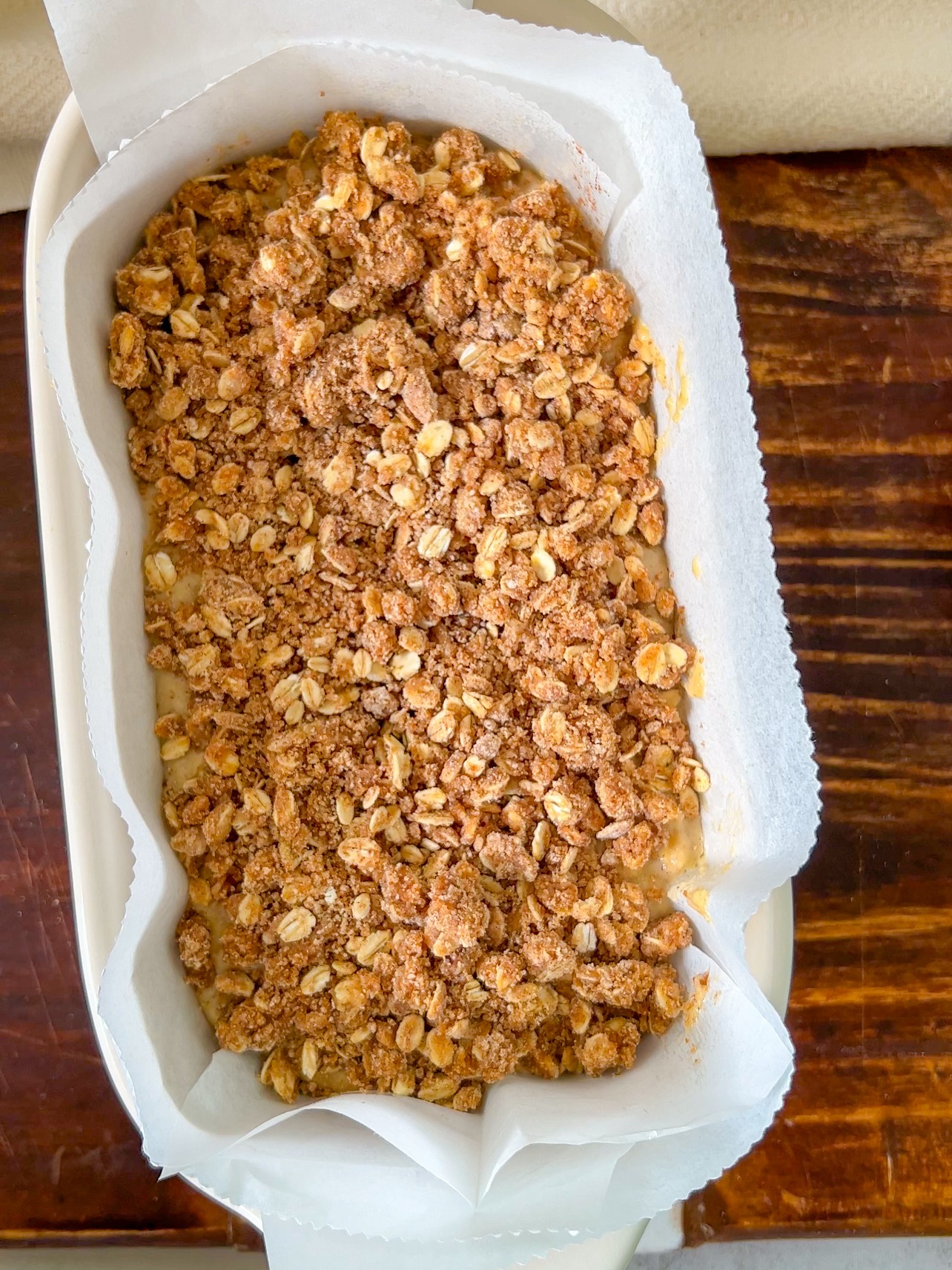 adding the streusel topping