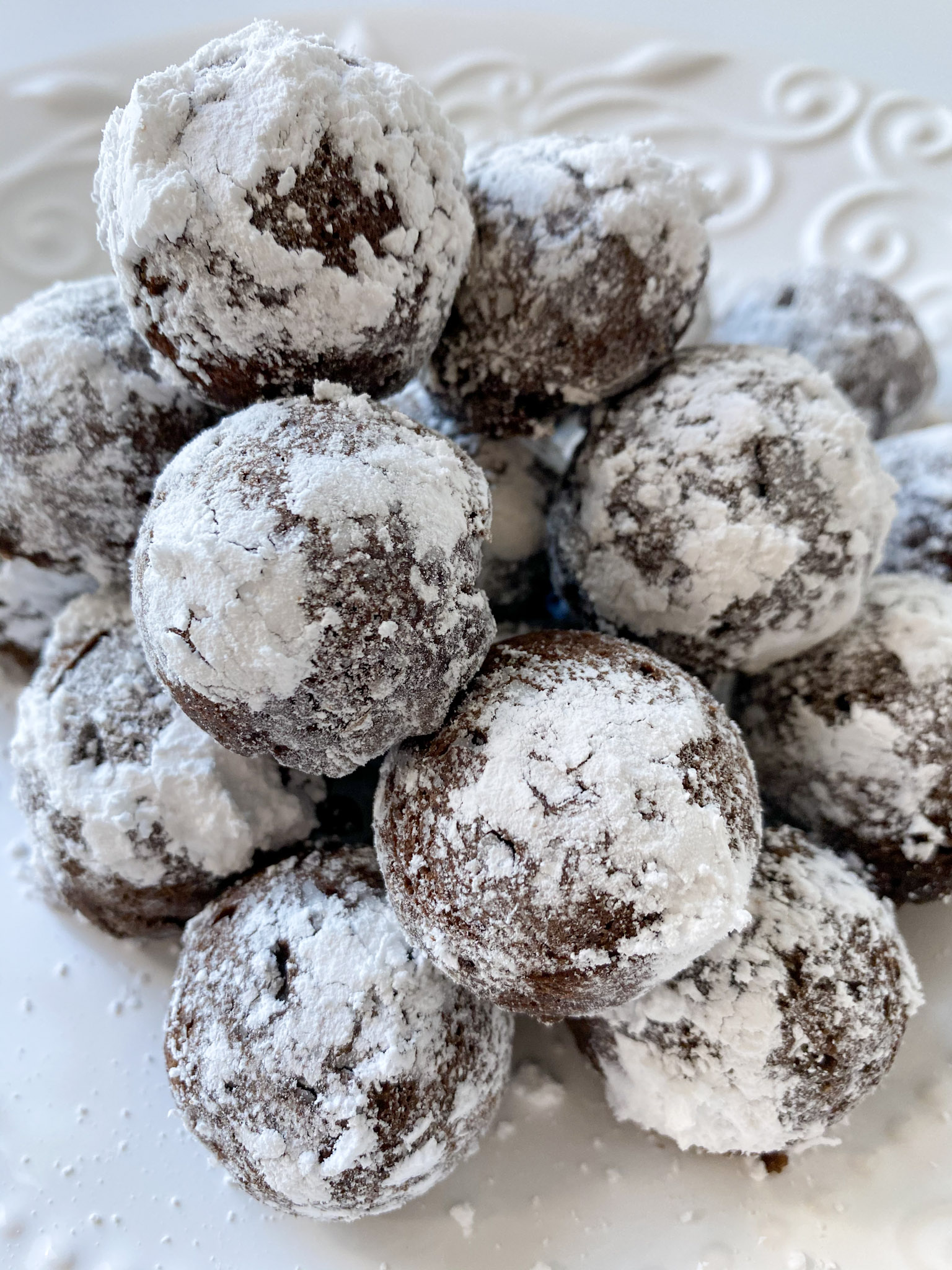 Chocolate Powdered Sugar Donut Holes