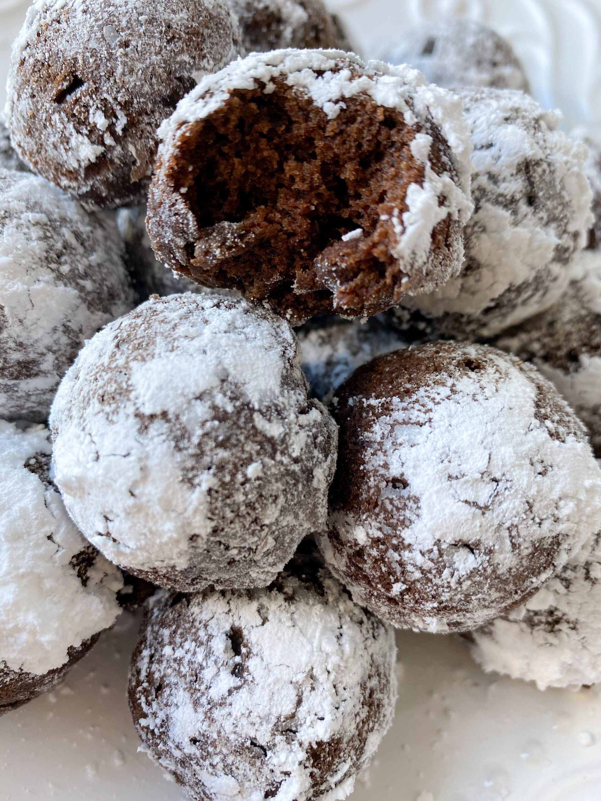 Chocolate Powdered Sugar Donut Holes