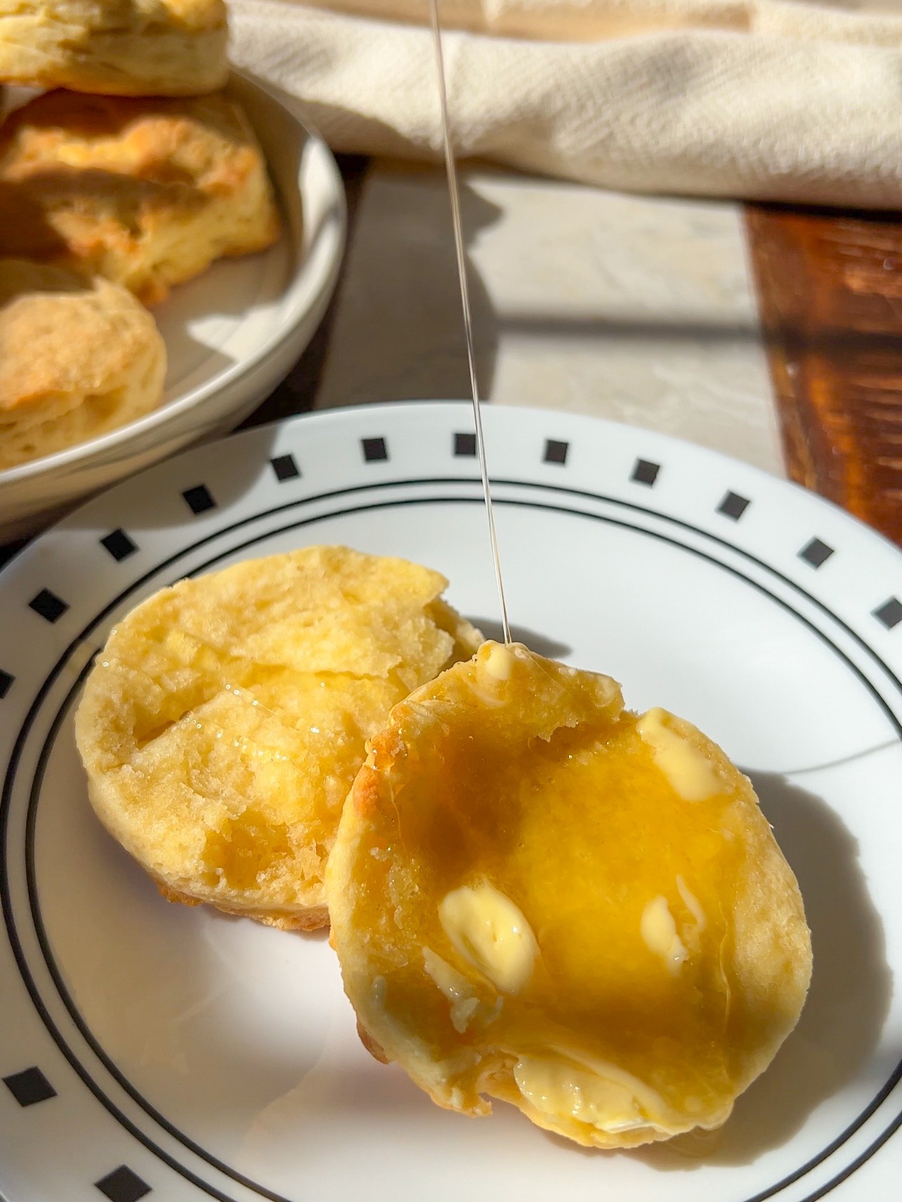 vegan biscuits drizzled with agave