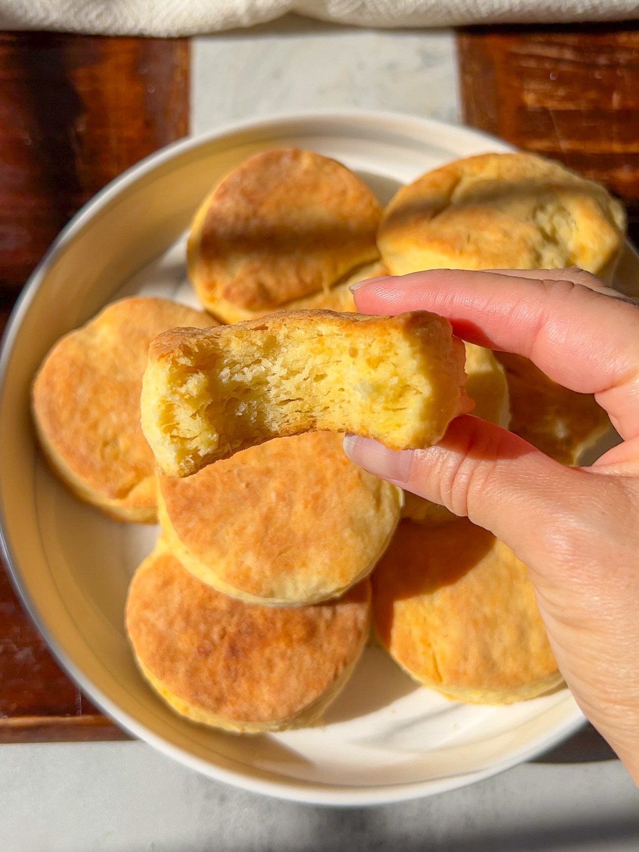 vegan biscuits with a bite taken out of them