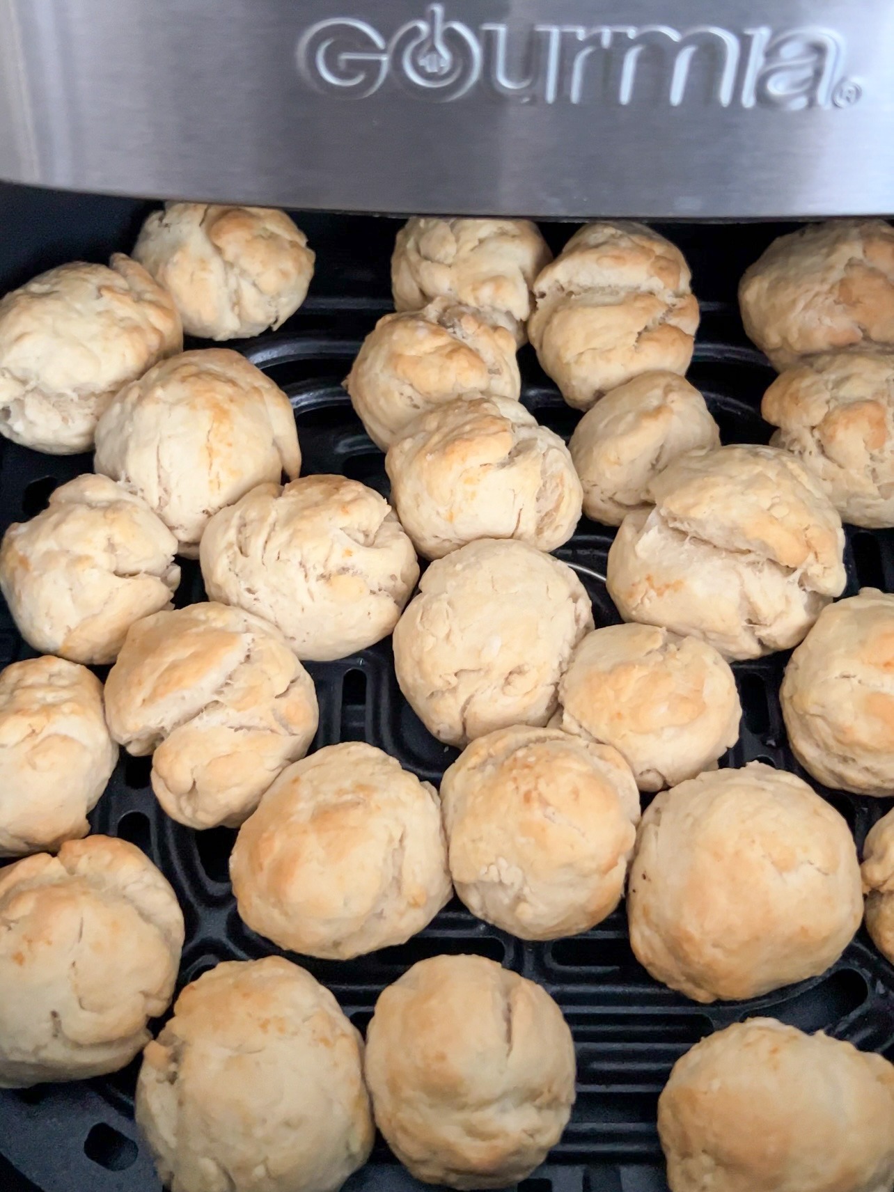 Bagel bites after being baked in an air fryer. 