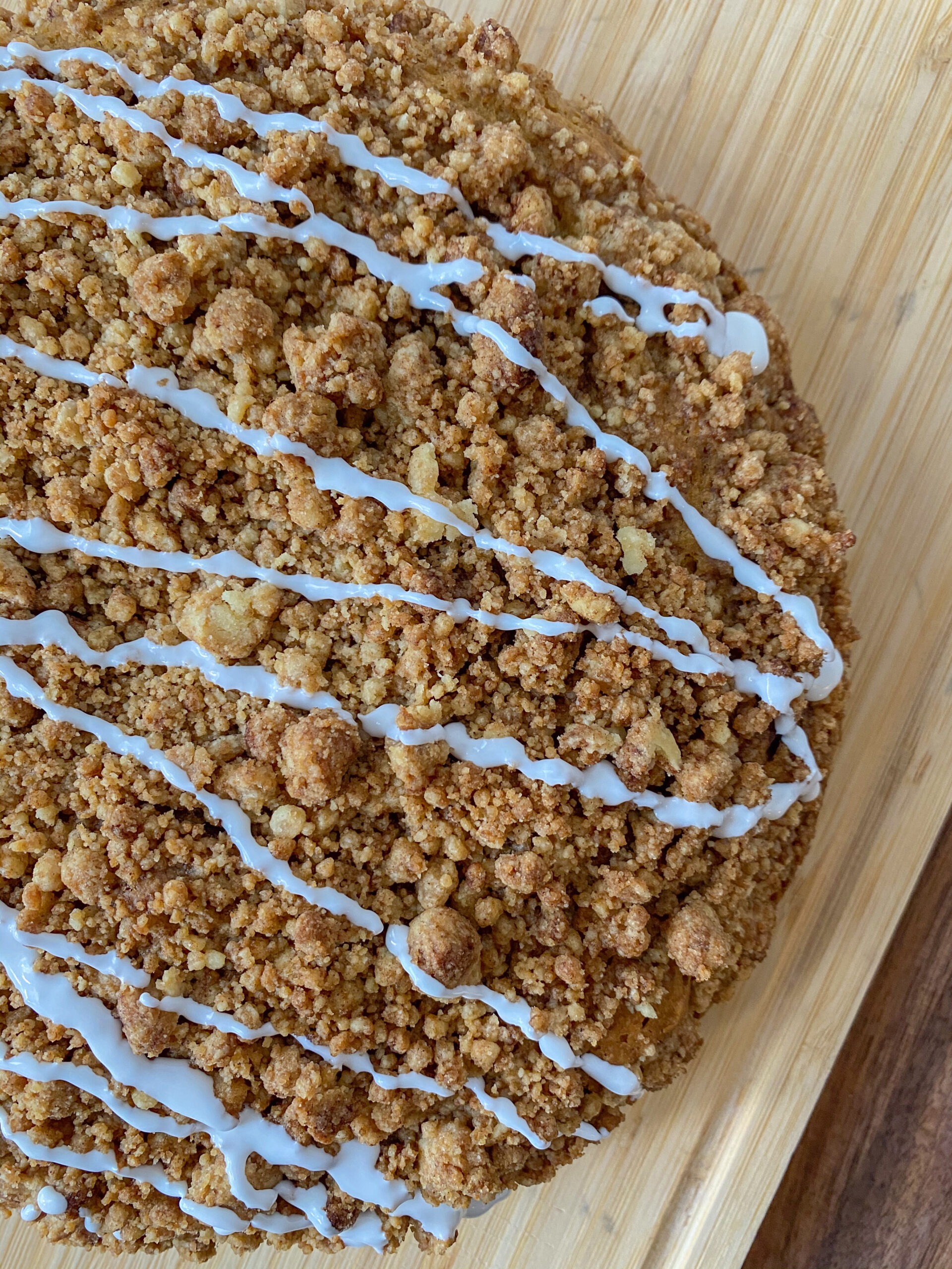 overhead shot of the vegan coffee cake unsliced