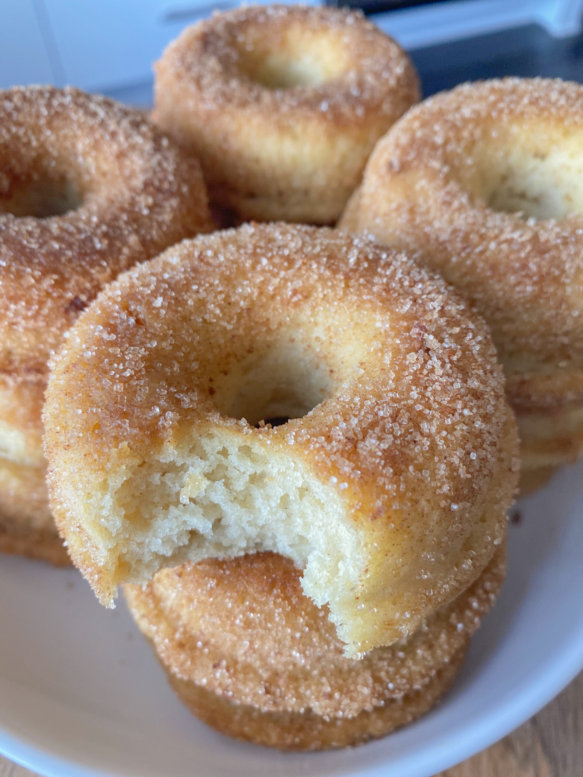 cinnamon sugar donuts stacked