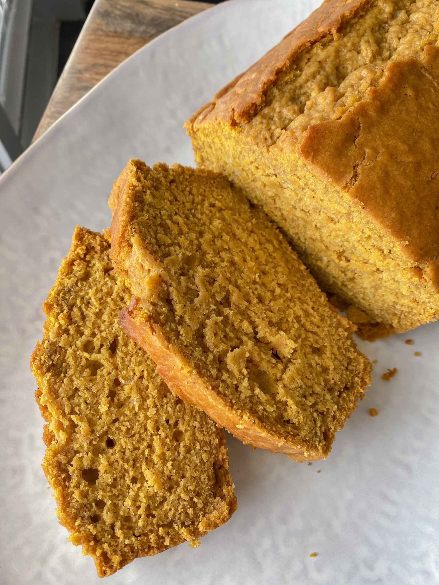 Slices of pumpkin bread.