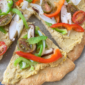 Garlic Hummus & Garden Veggie Flatbread