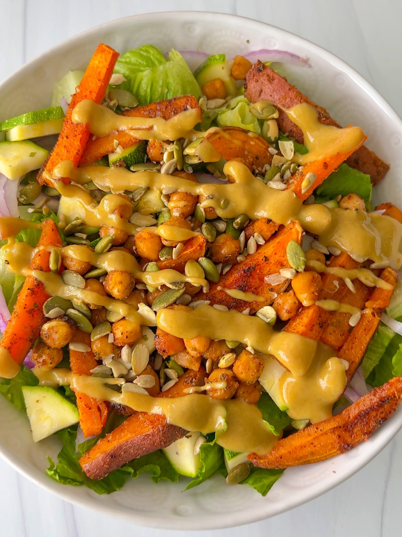 Sweet Potato & Chickpea Salad with "Honey Mustard" Dressing