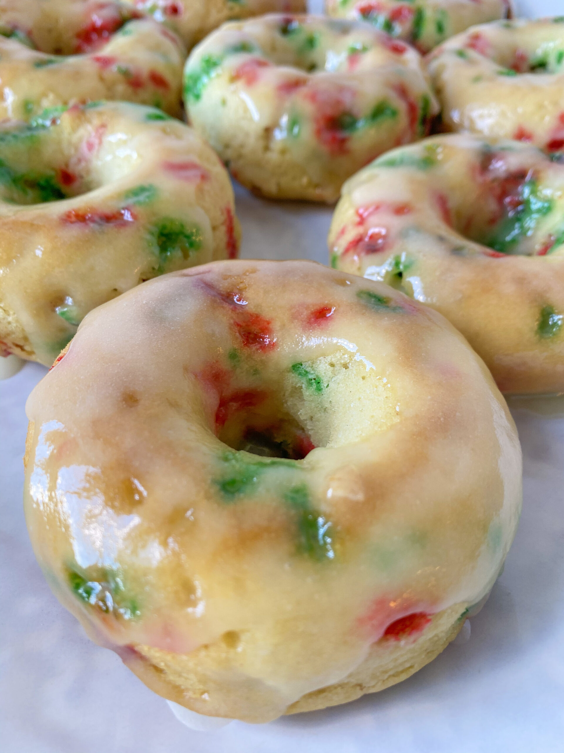 Christmas Sprinkle Glazed Vegan Donuts