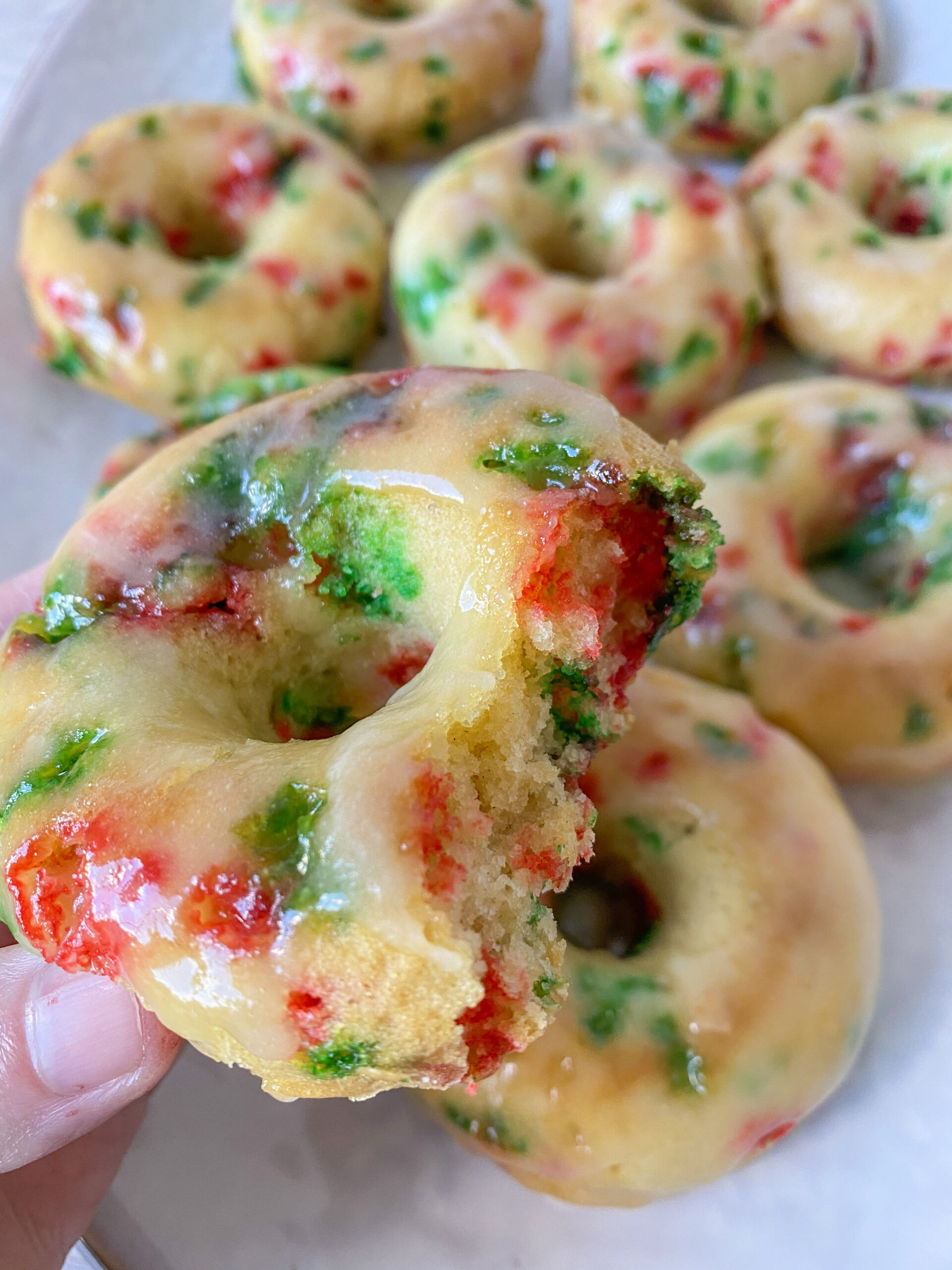 Christmas Sprinkle Glazed Vegan Donuts