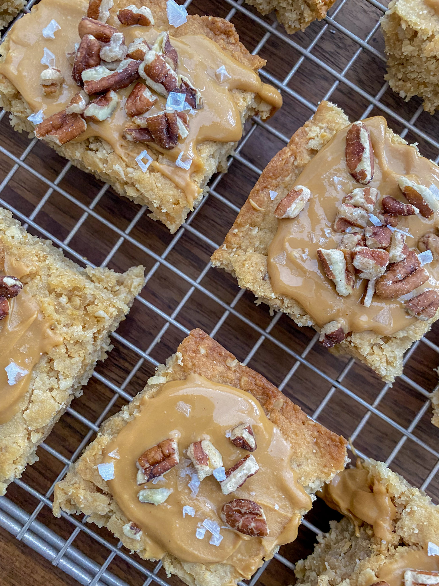 Vegan Salted Almond Butter Pecan Bars