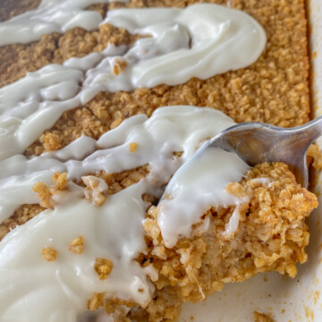 Sweet Potato Baked Oatmeal with Vegan Cream Cheese Icing