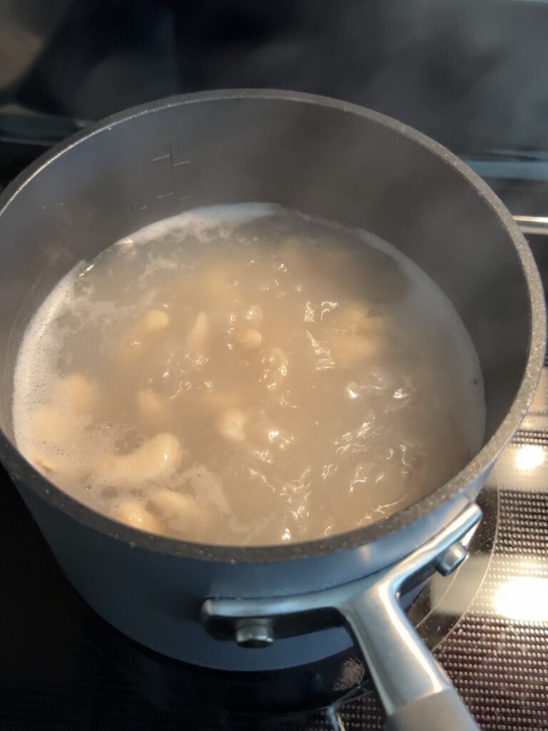 cashews being boiled. 