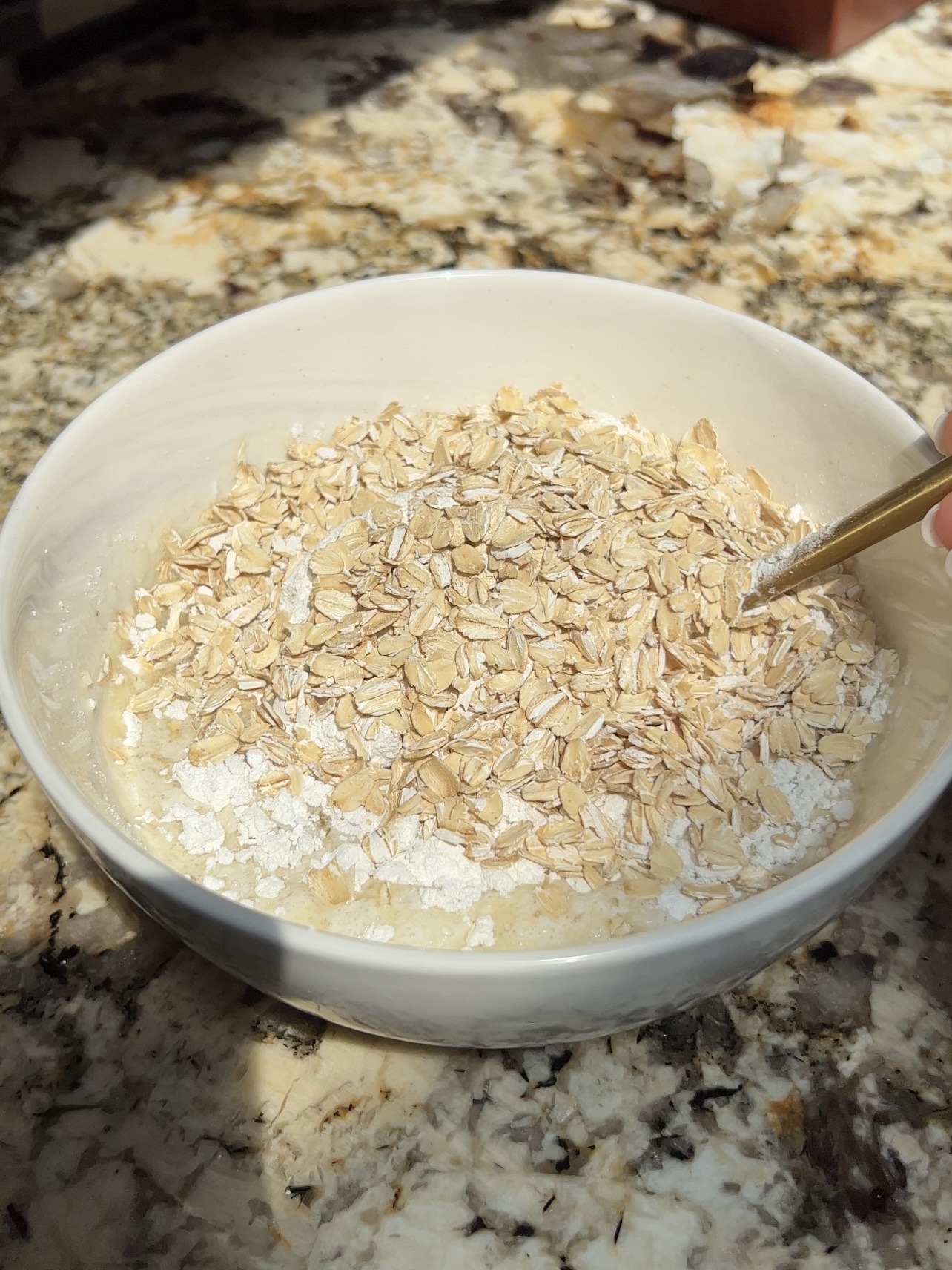 mixing the cobbler batter