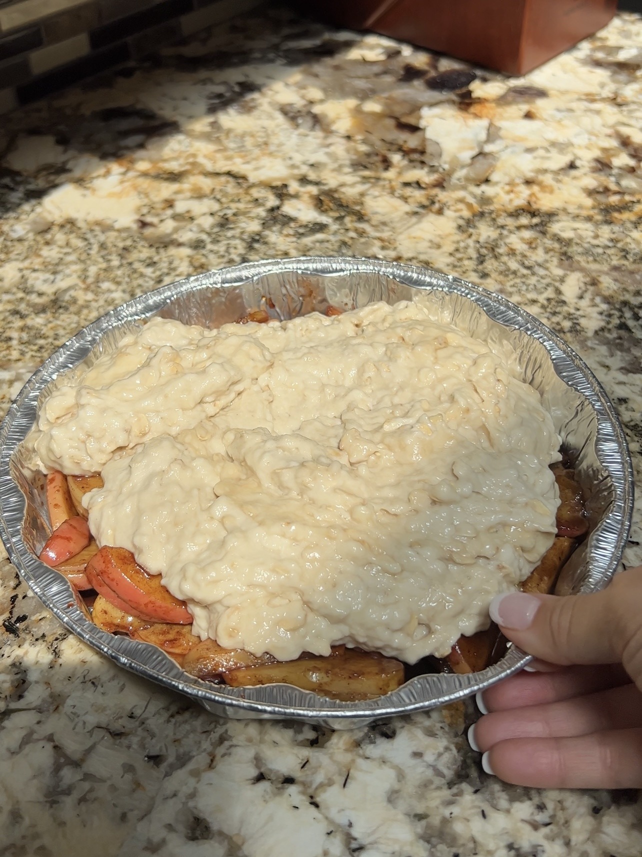 before baking, easy apple cobbler