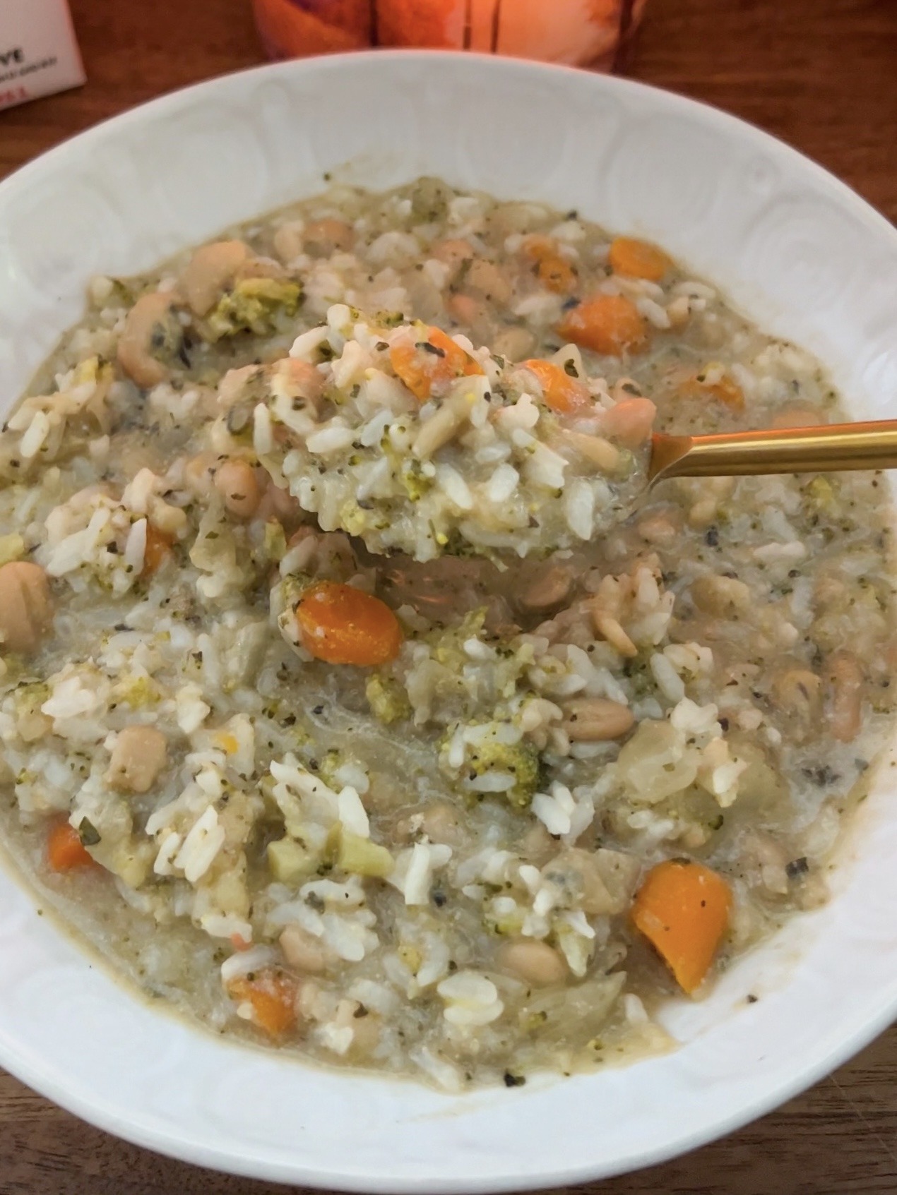 Vegan White Bean Veggies and Rice Soup