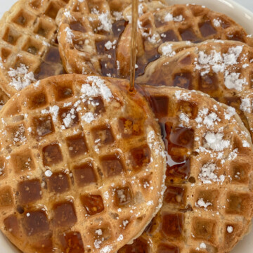 Vegan Apple Cinnamon Waffles with Powdered Sugar