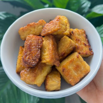 bowl of marinated tempeh