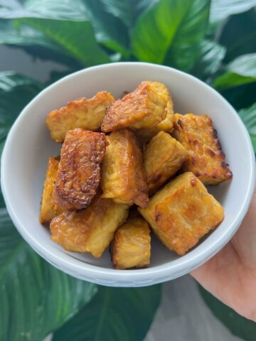 bowl of marinated tempeh