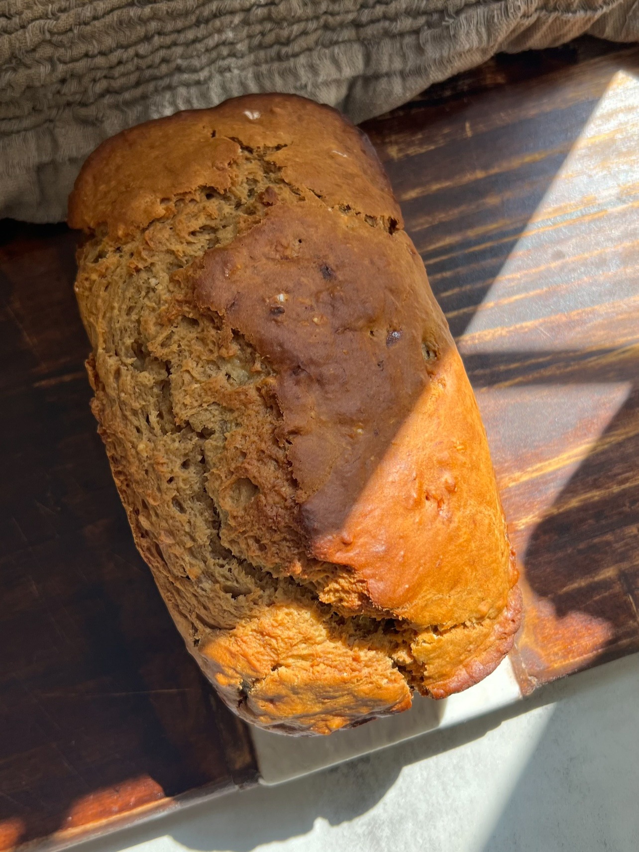 loaf of gingerbread banana bread without frosting