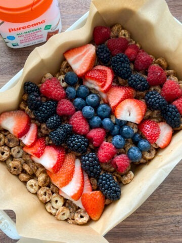 mixed berry cereal bars before they are frosted