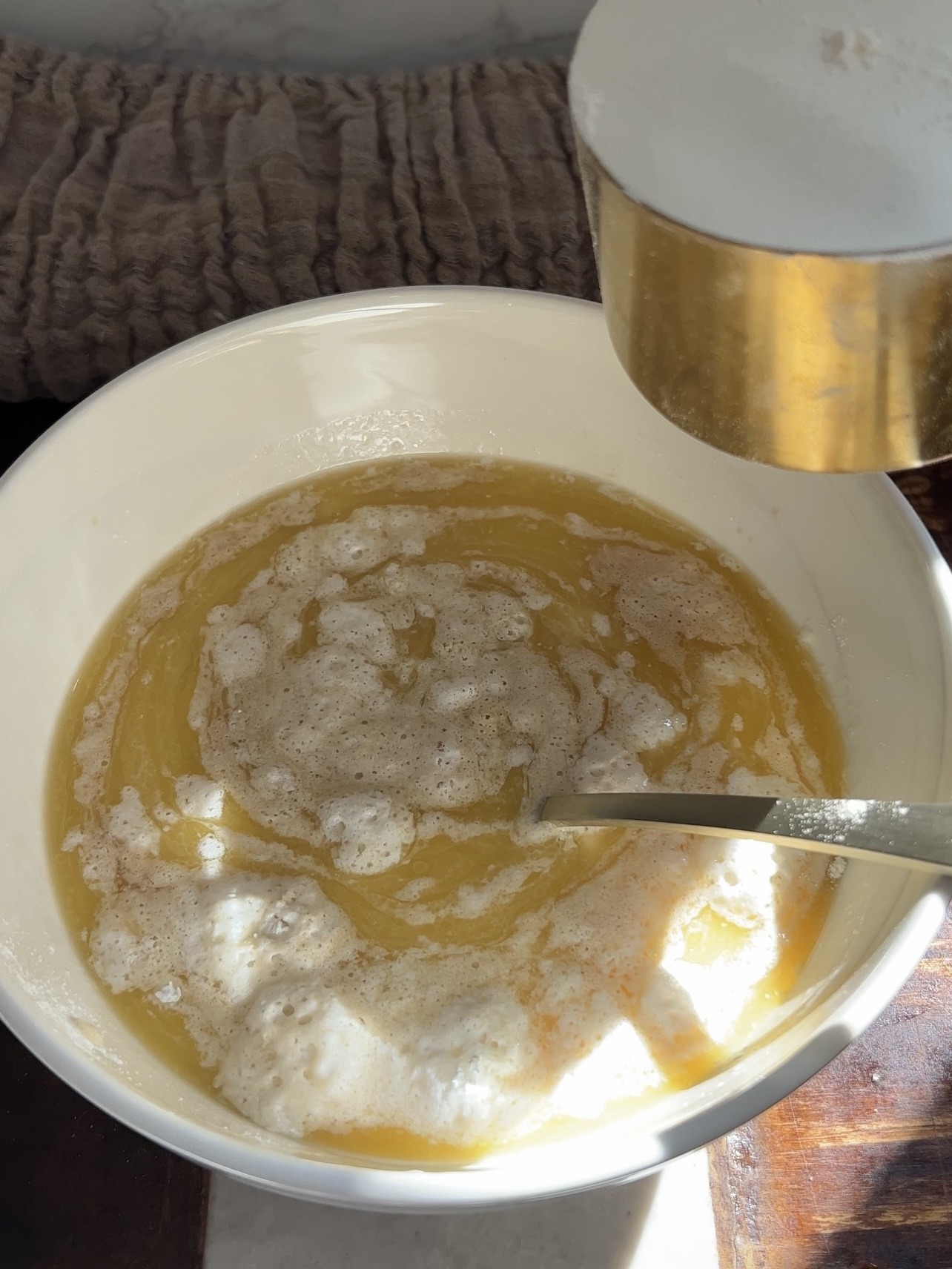 crumb cake donuts - mixing the batter