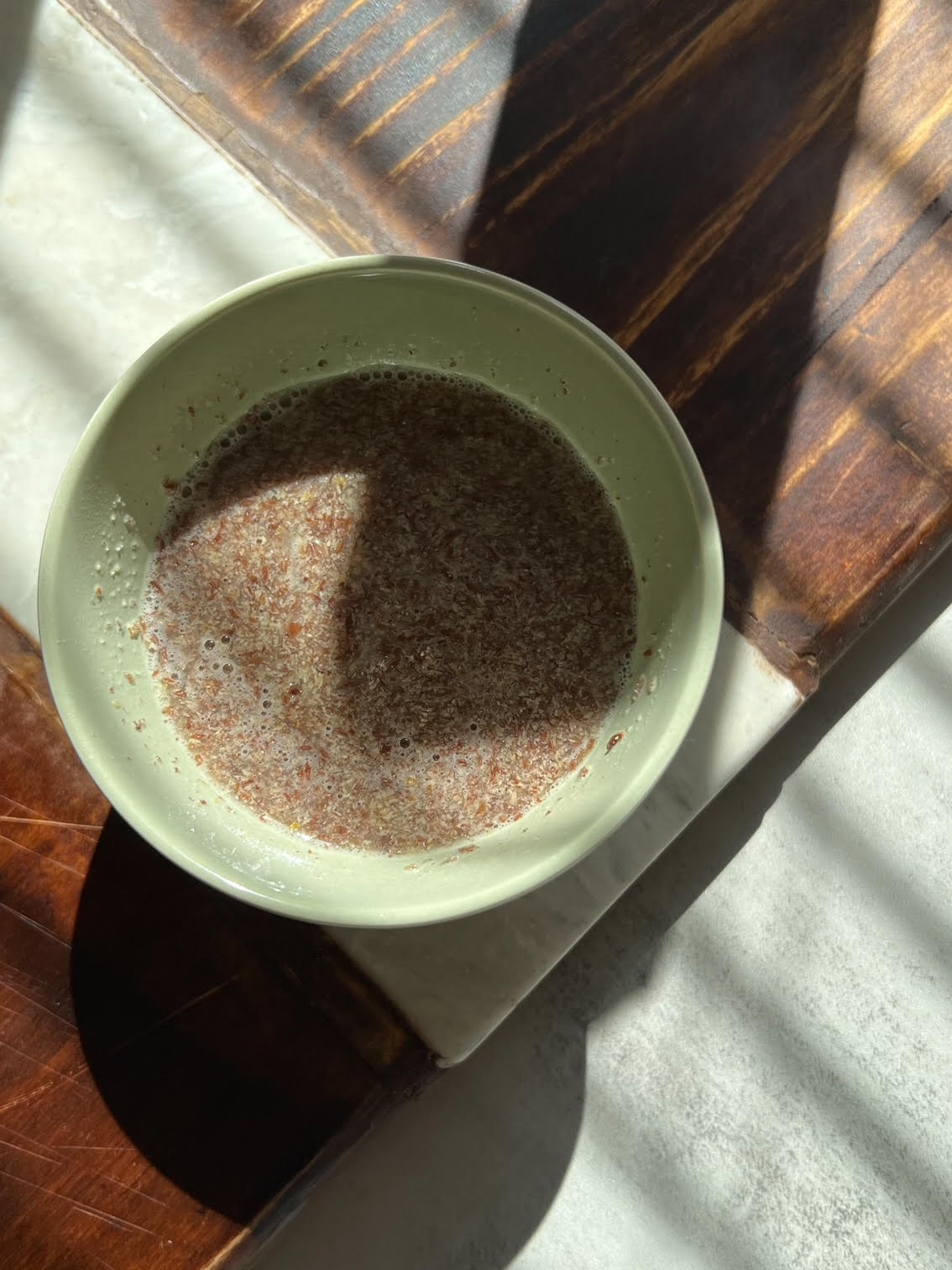 flax eggs sitting on a wooden board